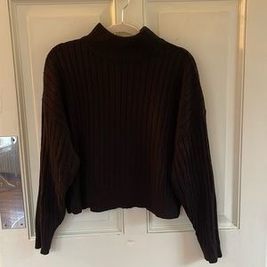 Top shop black mock neck ribbed cropped sweater